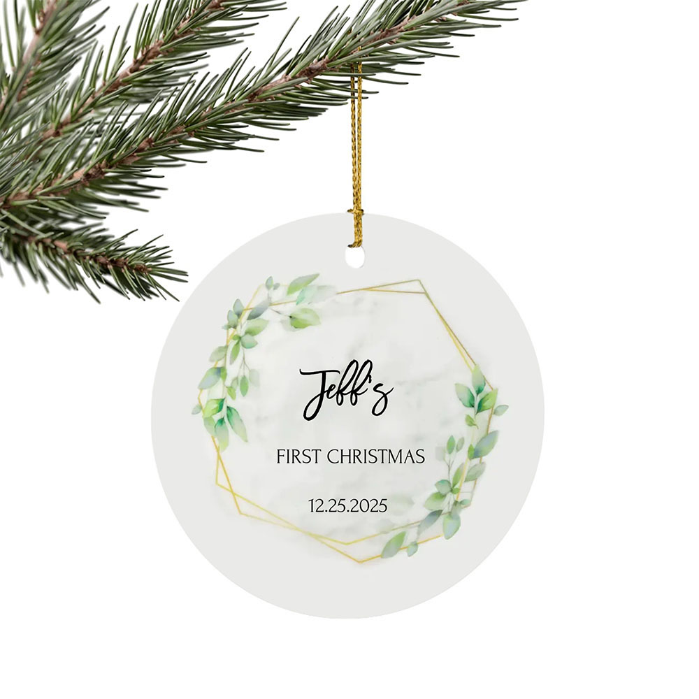 Custom First Christmas Ceramic Christmas Ornament 2